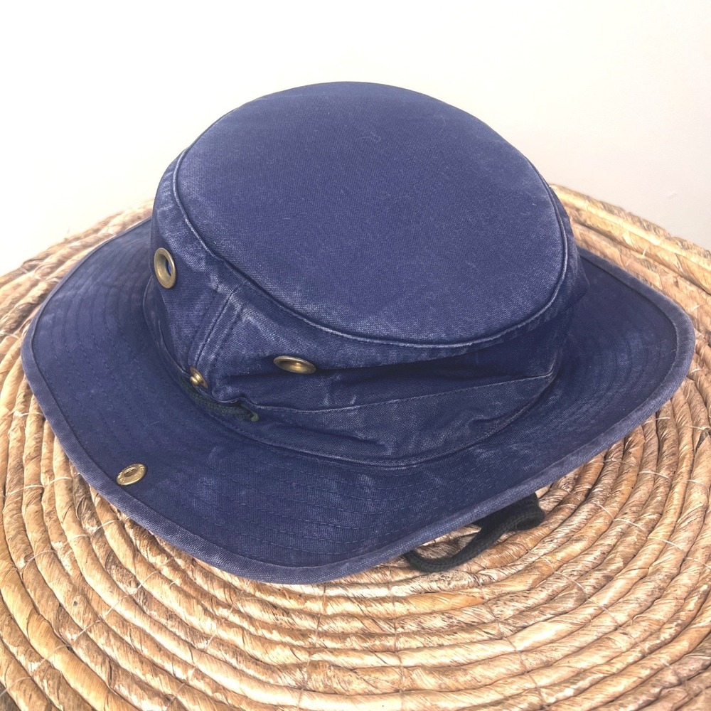 Tilley Endurables Cotton Duck Hat Mens 7 5/8 Wide Brim Snap Up Navy Blue - Picture 8 of 14
